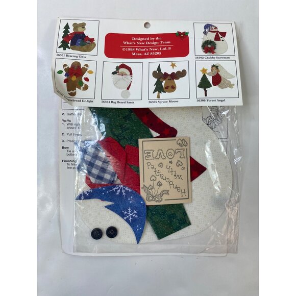 Holiday Fabric Appliqué Kits Snowman Santa Angel Dimensional Easy Iron-On Craft - Picture 7 of 7
